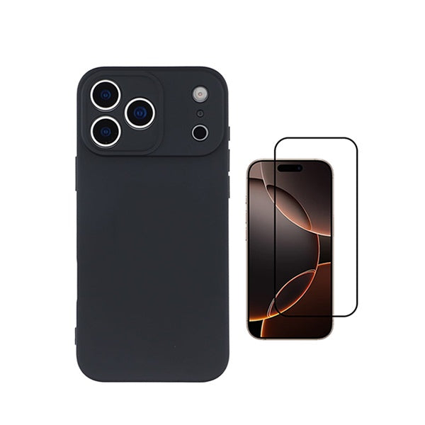 Kit Vidro Temperado + Capa Silicone Líquido PHONECARE Para Apple iPhone 18 Pro Max - Preto