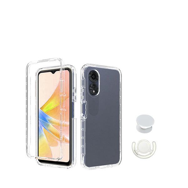 Kit Capa 3x1 360° Impact Protection + 1 GripHolder + 1 Suporte GripHolder Branco para Oppo A38 4G - Transparente/Branco