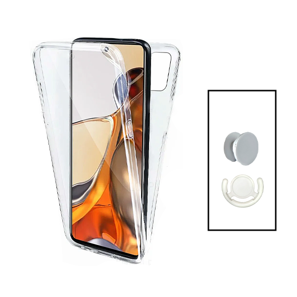 Kit Capa 3x1 360° Impact Protection + 1 GripHolder + 1 Suporte GripHolder Branco para Xiaomi Redmi Note 12S - Transparente/Branco