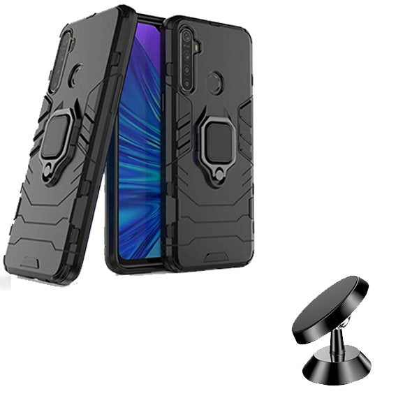 Kit Suporte Magnético de Carro + Capa 3X1 Military Defender para Realme 5