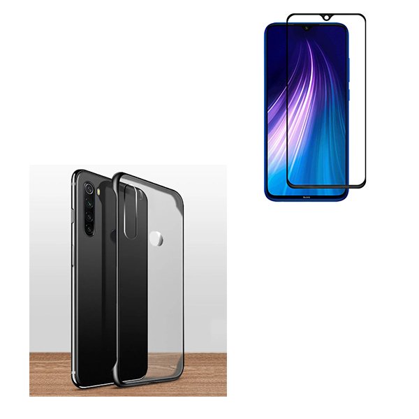 Kit Vidro Premium Full Cover + Capa Invisible Bumper para Xiaomi Redmi Note 8 2021