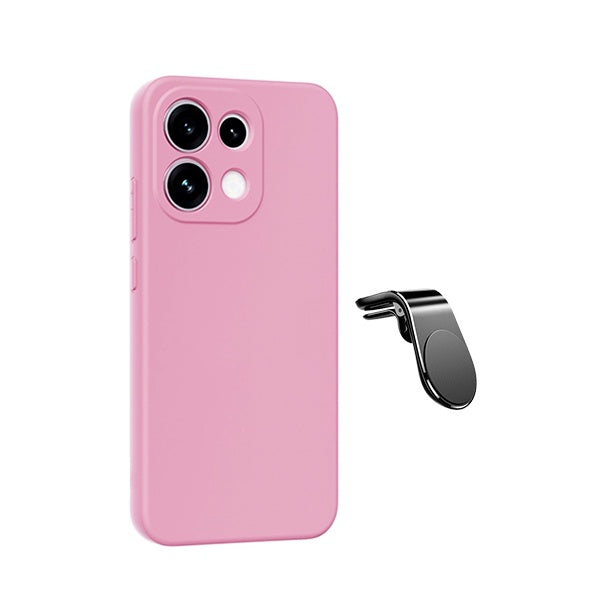 Kit Suporte L + Capa Silicone Líquido PHONECARE Para Oppo Reno16 Pro - Rosa