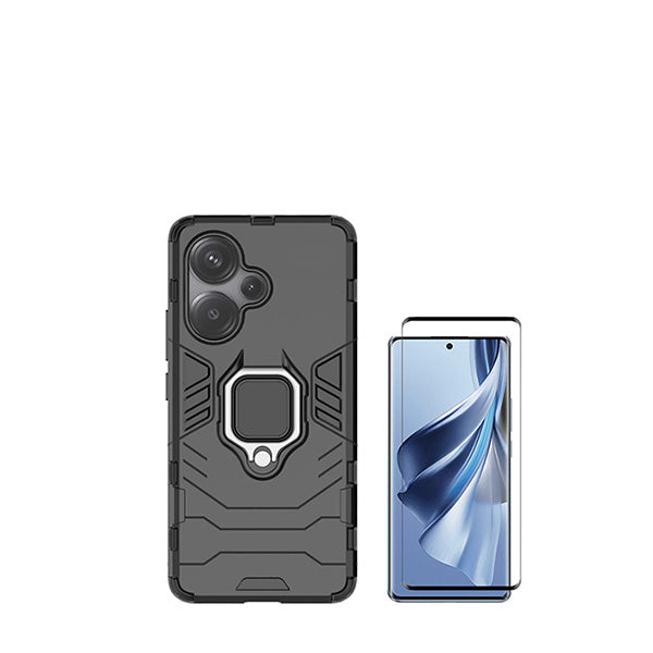Kit Vidro Premium Full Cover + Capa 3X1 Military Defender para Xiaomi Redmi Note 13 Pro+ - Preto
