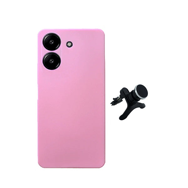 Kit Suporte Magnético Reforçado + Capa Silicone Líquido PHONECARE Para Xiaomi Redmi A7 4G - Rosa