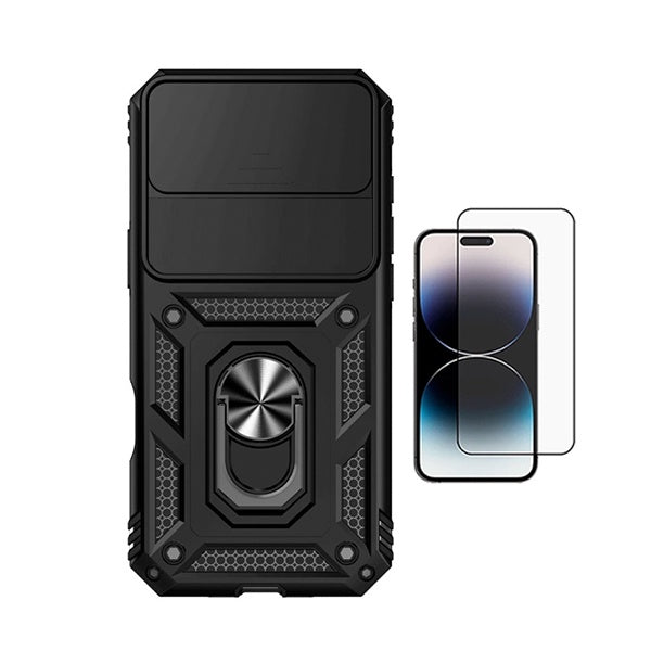 Kit Vidro + Capa Magnetic Slide Window PHONECARE Para Apple iPhone 17 Air - Preto