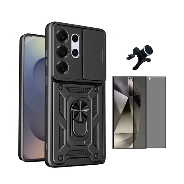 Kit Película Anti-Spy + Capa Magnetic Slide Window + Suporte Magnético Reforçado  PHONECARE Para Samsung Galaxy S26 Ultra - Preto