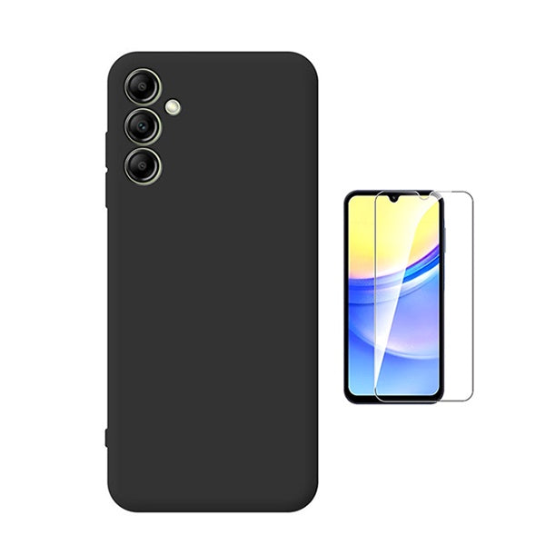Kit Vidro Clearglass + Capa Silicone Líquido Para Samsung Galaxy A16 - Preto