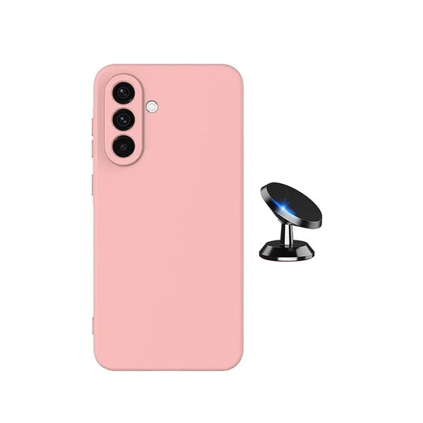 Kit Suporte Magnético + Capa Silicone Líquido PHONECARE Para Samsung Galaxy A37 5G - Rosa