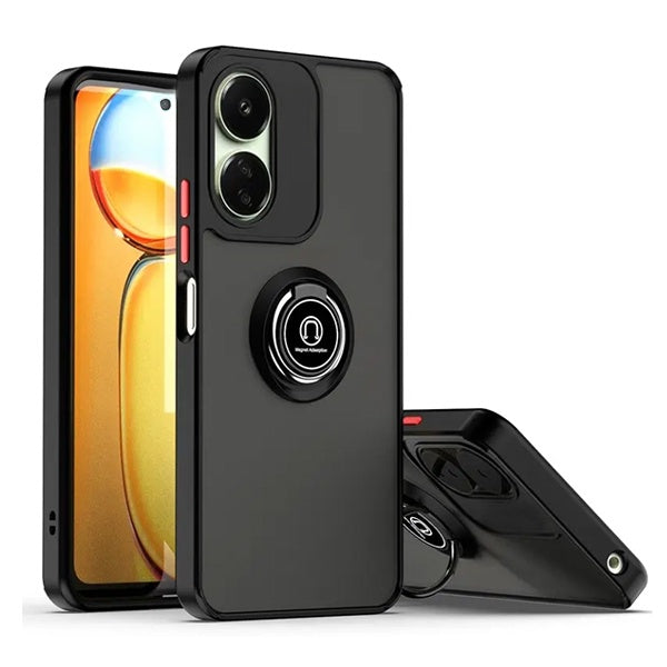 Capa Anti-Impact Clear Armor Ring PHONECARE Para Oppo A1 5G - Transparente/Preto