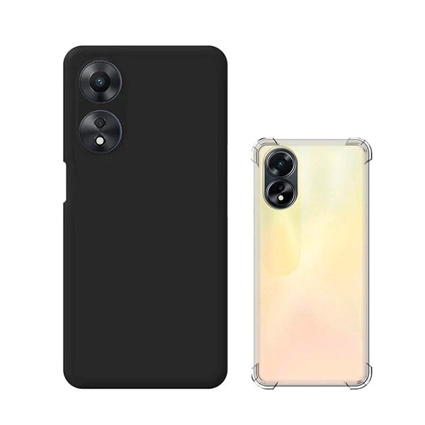 Kit Capa Silicone + Superprotect Para Oppo A18 - Preto / Transparente