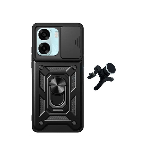 Kit Suporte Reforçado + Capa Magnetic Slide Window PHONECARE Para Oppo A6 5G - Preto