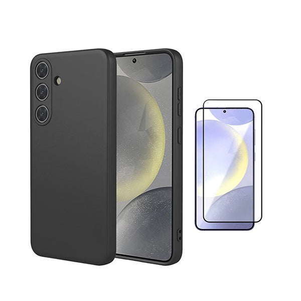 Kit Vidro Temperado + Capa Silicone Líquido PHONECARE Para Samsung Galaxy S26 - Preto