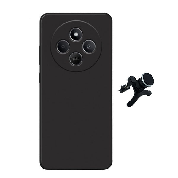 Kit Suporte Magnético Reforçado + Capa Silicone Líquido Phonecare Para Xiaomi Redmi A4 - Preto