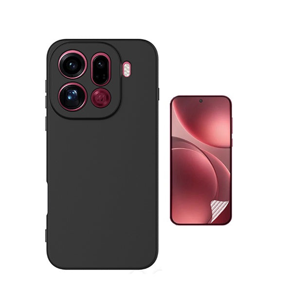 Kit Película Hydrogel Frente + Capa Silicone Líquido PHONECARE Para Oppo Find X9 Pro - Preto