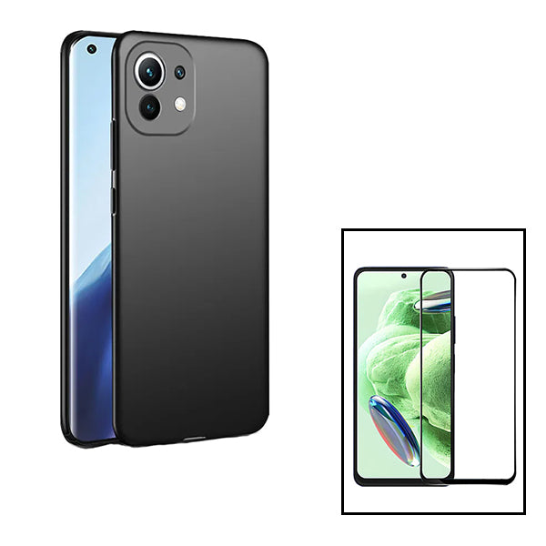 Kit Vidro Premium Full Cover + Capa SlimShield para Xiaomi Redmi Note 12 4G - Preto