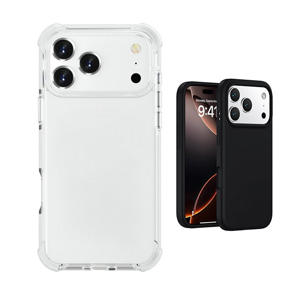 Kit Capa Silicone + Superprotect PHONECARE Para Apple iPhone 17 Pro - Preto / Transparente