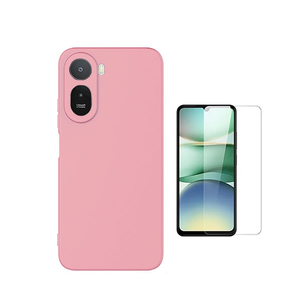 Kit Vidro Clearglass + Capa Silicone Líquido PHONECARE Para Xiaomi Redmi A7 Pro - Rosa