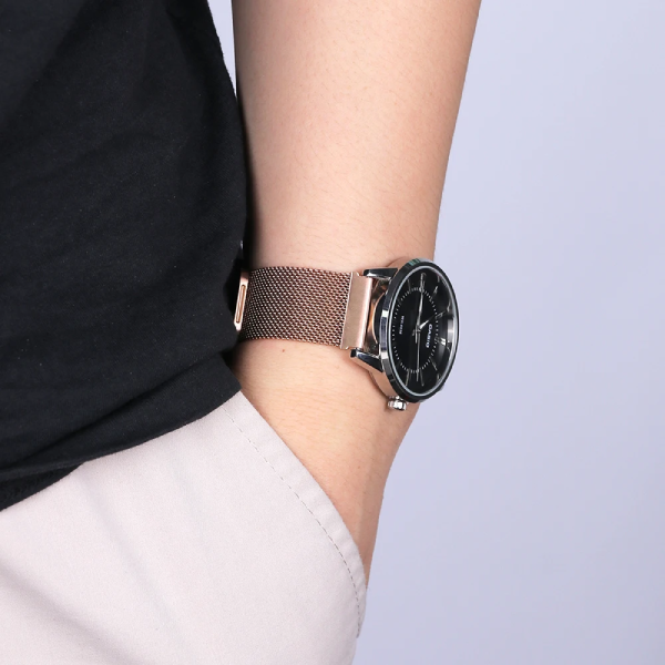 Bracelete Milanese Loop Fecho Magnético PHONECARE Para Honor Watch 5 Pro - Rosa Ouro