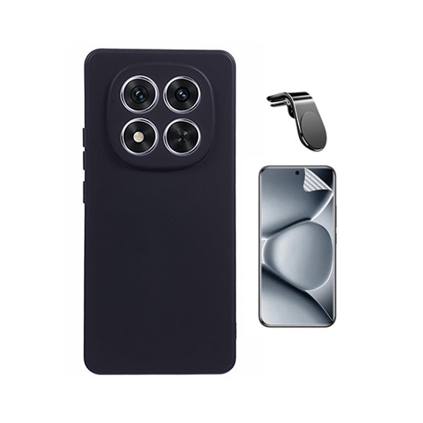 Kit Película Hydrogel Frente + Capa Silicone Líquido + Suporte L PHONECARE Para Xiaomi Poco M8 Pro 5G - Preto