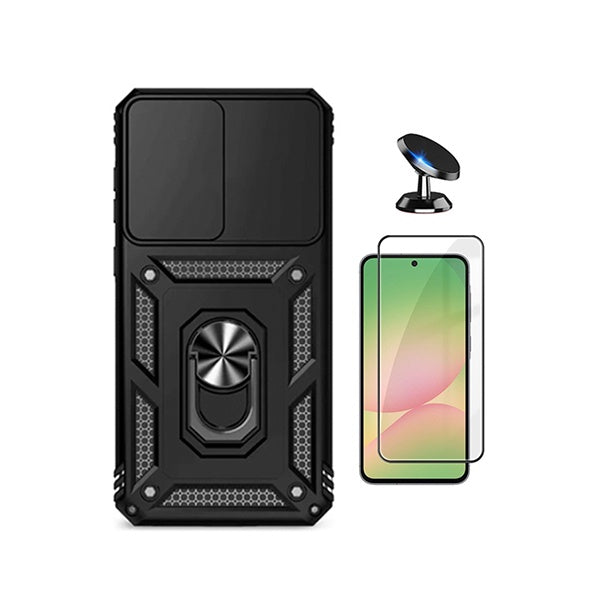 Kit Vidro + Capa Magnetic Slide Window + Suporte Magnético PHONECARE Para Samsung Galaxy A57 5G - Preto