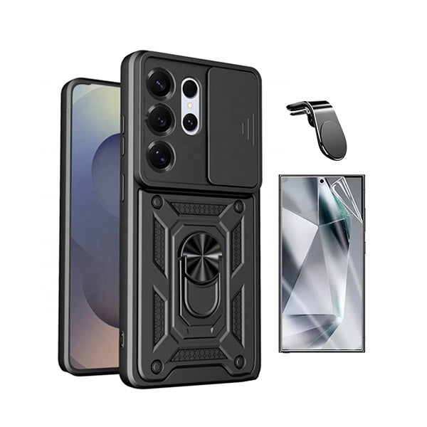 Kit Película Hydrogel Frente + Capa Magnetic Slide Window + Suporte L PHONECARE Para Samsung Galaxy S26 Ultra - Preto