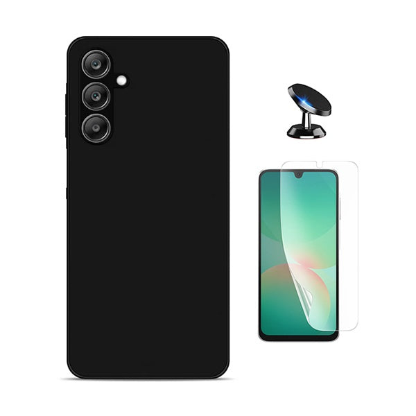 Kit Película Hydrogel Frente + Capa Silicone Líquido + Suporte Magnético PHONECARE Para Samsung Galaxy A17 5G - Preto