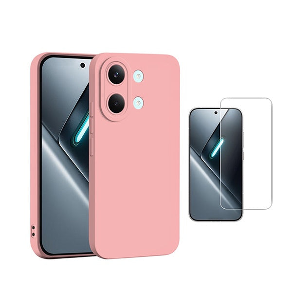 Kit Vidro Clearglass + Capa Silicone Líquido PHONECARE Para Xiaomi Poco X8 Pro Max 5G - Rosa
