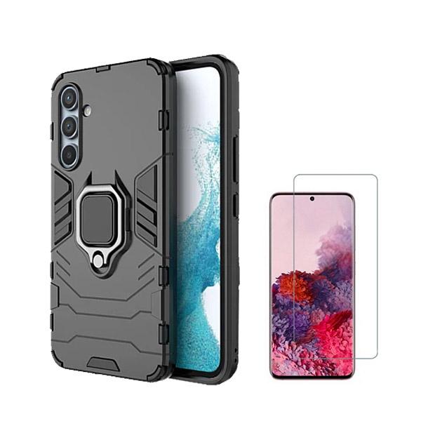 Kit Vidro Clearglass + Capa 3X1 Military Defender para Samsung Galaxy A55 5G - Preto