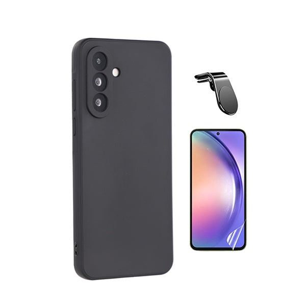 Kit Película Hydrogel Frente + Capa Silicone Líquido + Suporte L PHONECARE Para Samsung Galaxy A27 5G - Preto