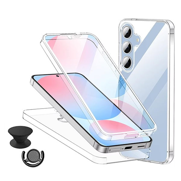 Kit Capa 360° Impact Protection + 1 Gripholder + 1 Suporte PHONECARE Para Samsung Galaxy S26 - Transparente/Preto