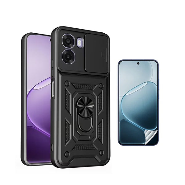 Kit Película Hydrogel Frente + Capa Magnetic Slide Window PHONECARE Para Oppo A6x - Preto