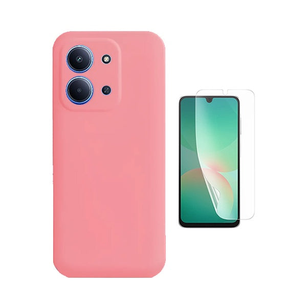 Kit Película Hydrogel Frente + Capa Silicone Líquido PHONECARE Para Xiaomi Poco C85 - Rosa