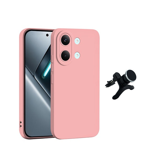 Kit Suporte Magnético Reforçado + Capa Silicone Líquido PHONECARE Para Xiaomi Poco X8 Pro Max 5G - Rosa
