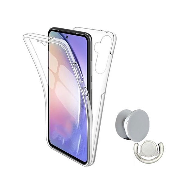 Kit Capa 360° Impact Protection + 1 Gripholder + 1 Suporte PHONECARE Para Samsung Galaxy A37 5G - Transparente/Branco