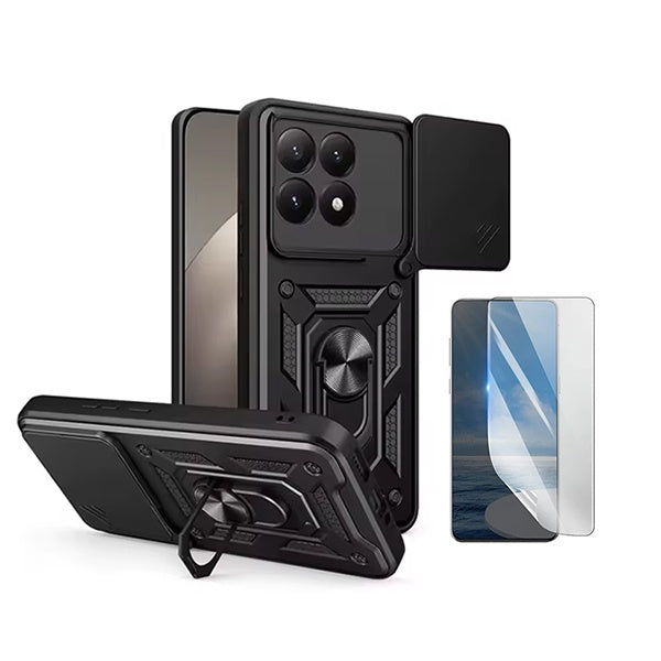 Kit Película Hydrogel Frente + Capa Magnetic Slide Window PHONECARE Para Xiaomi 15T 5G - Preto