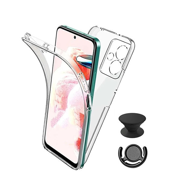 Kit Capa 3x1 360° Impact Protection + 1 Gripholder + 1 Suporte Gripholder Preto para Xiaomi Redmi 13 - Transparente/Preto