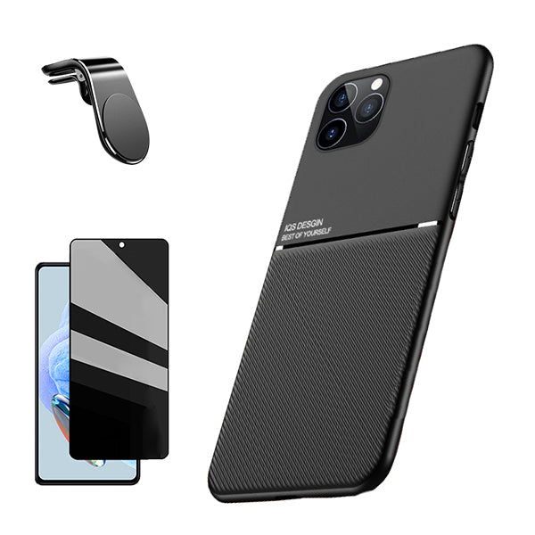 Kit Película Hydrogel Full Cover Frente + Capa Magnetic Military Defender Slide Window para Oppo A60 - Preto
