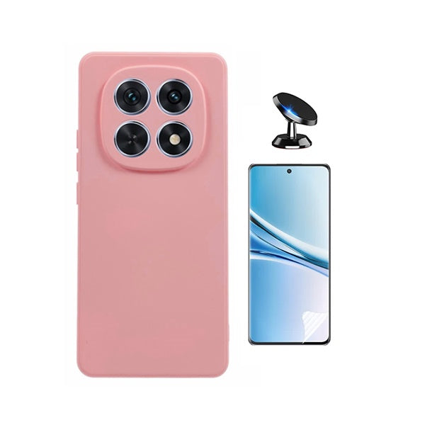 Kit Película Hydrogel Frente + Capa Silicone Líquido + Suporte Magnético PHONECARE Para Xiaomi Redmi Note 15 4G - Rosa