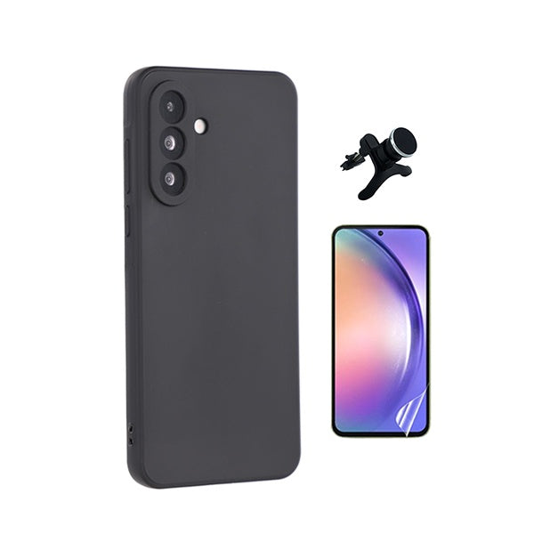 Kit Película Hydrogel Frente + Capa Silicone Líquido +  Suporte Reforçado PHONECARE Para Samsung Galaxy A27 - Preto