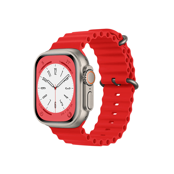 Bracelete Silicone Ocean Waves para Apple Watch Series 8 - 45mm - Vermelho
