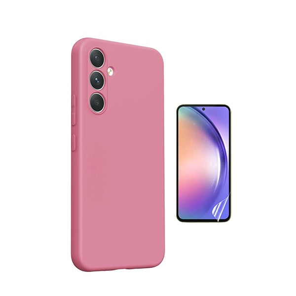 Kit Película Hydrogel Frente + Capa Silicone Líquido PHONECARE Para Samsung Galaxy A27 - Rosa