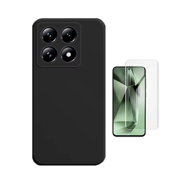 Kit Película Hydrogel Frente + Capa Silicone Líquido Para Xiaomi 14T Pro - Preto