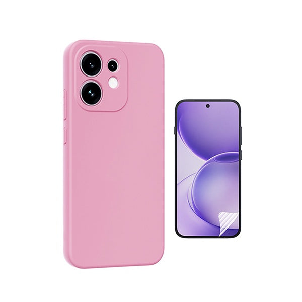 Kit Película Hydrogel Frente + Capa Silicone Líquido PHONECARE Para Oppo Reno16 - Rosa