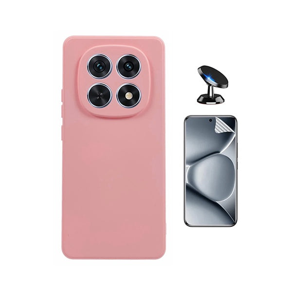 Kit Película Hydrogel Frente + Capa Silicone Líquido + Suporte Magnético PHONECARE Para Xiaomi Redmi Note 15 5G - Rosa