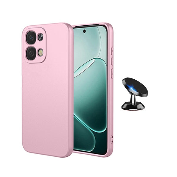Kit Suporte Magnético + Capa Silicone Líquido PHONECARE Para Oppo A6 Pro - Rosa