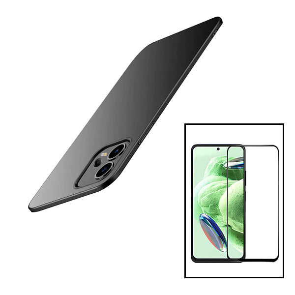 Kit Vidro Premium Full Cover + Capa SlimShield para Xiaomi Redmi Note 12 Explorer - Preto