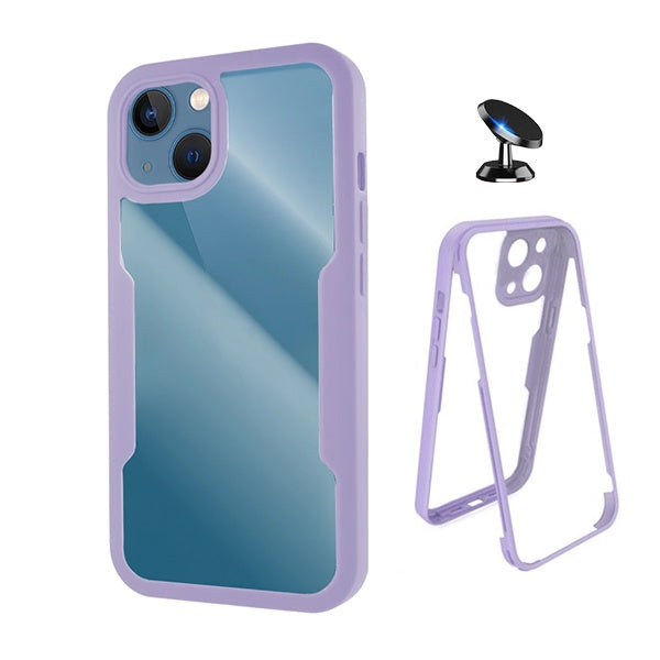 Kit Capa Anti-Crash 360 Protection + Suporte Magnético Phonecare Para Apple iPhone 13 Mini - Roxo