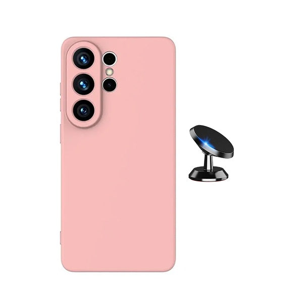 Kit Suporte Magnético + Capa Silicone Líquido PHONECARE Para Samsung Galaxy S26 Ultra - Rosa