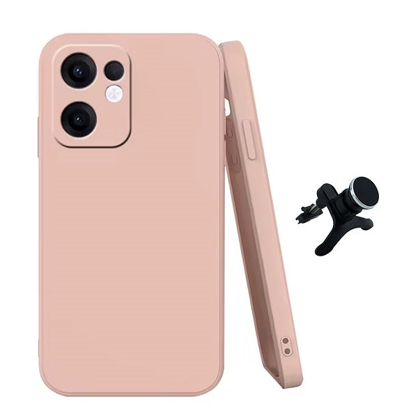 Kit Suporte Magnético Reforçado + Capa Silicone Líquido PHONECARE Para Oppo Reno13 F - Rosa