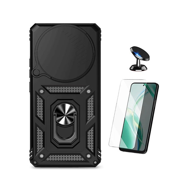 Kit Vidro Clearglass + Capa Magnetic Slide Window + Suporte Magnético PHONECARE Para Xiaomi Redmi Note 15 5G - Preto